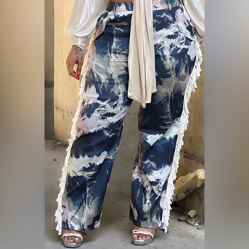 NWT Blue Fringe Pants